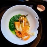 Barbarian Radish aka Carrot and Chrysanthemum purée, rice shoot