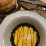 Butternut squash. black sesame. urfa. golden raisin, and sourdough. salted butter. "za'atar" at Miro