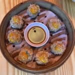Siu Mai Pollo: Chicken, Scallion, Cloud Ear Mushroom, Aji Amarillo, Black Vinegar Chica de Jora Dipping Sauce