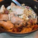 Concolón: Crispy Fried Rice Pot, Pork Belly, Egg, Lap Chong Sausage, Shitake Mushroom, Bok Choy, Rocoto